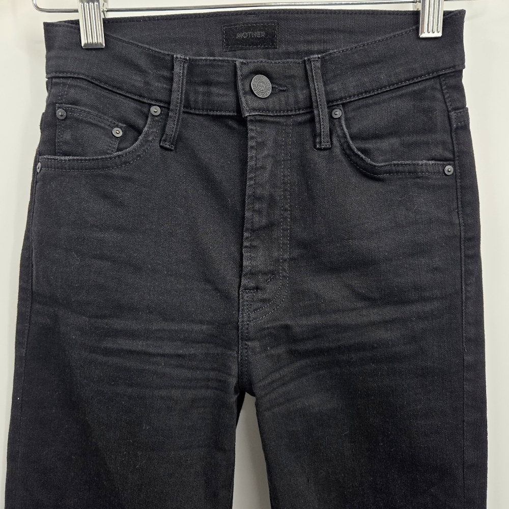 Mother Insider Crop Step Fray Not Guilty Black Denim - Picture 3 of 16